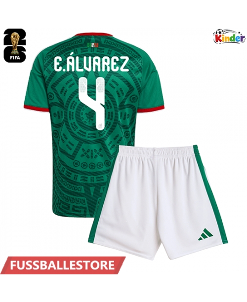 Günstige Mexiko Edson Alvarez #4 Heimtrikotsatz Kinder WM 2026 Kurzarm (+ Kurze Hosen)